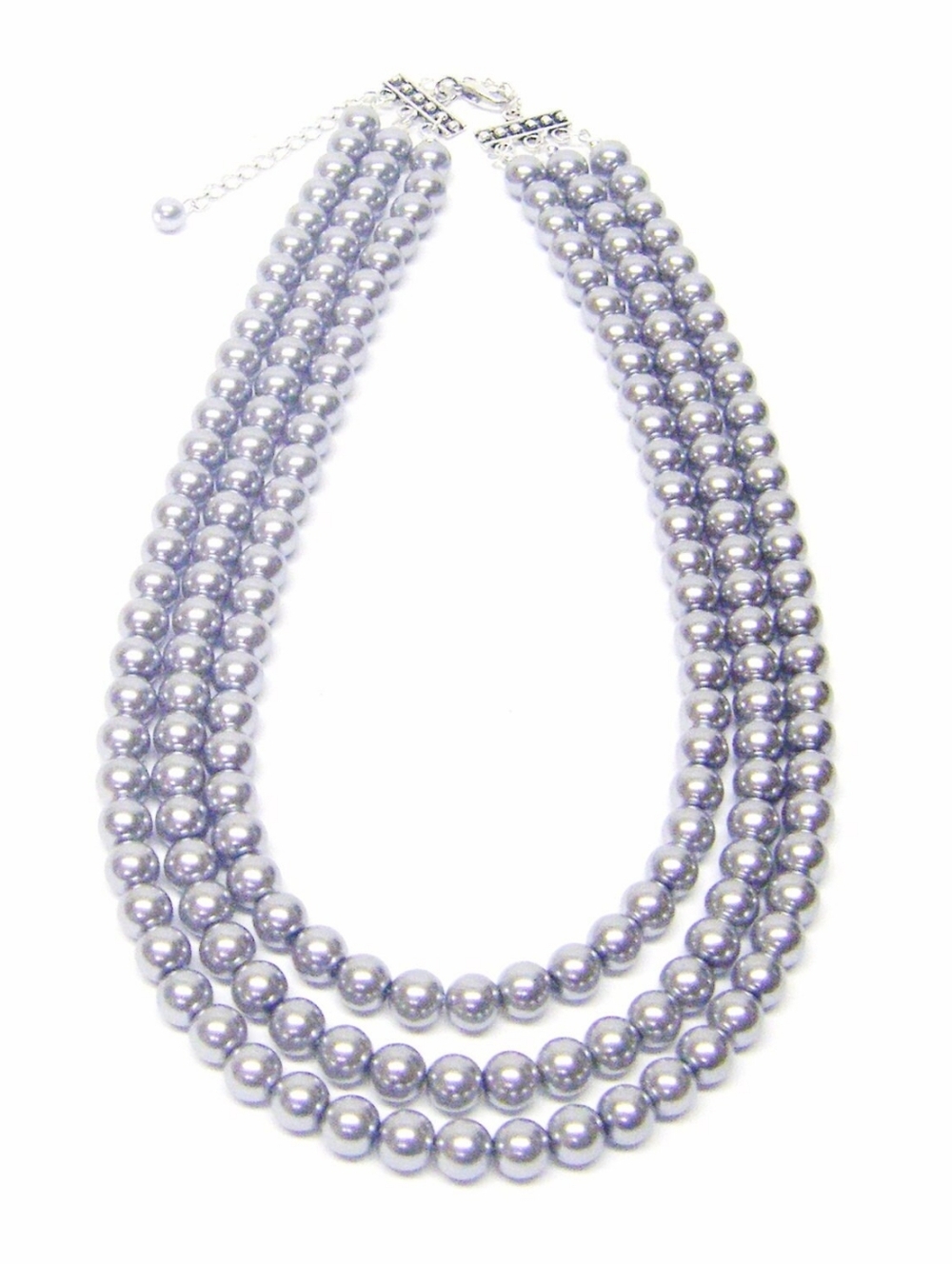Silver-Tone Imitation Purple Pearl Necklace Created By Macy's